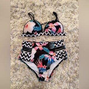 Floral High-Waisted Bikini Set Size S
